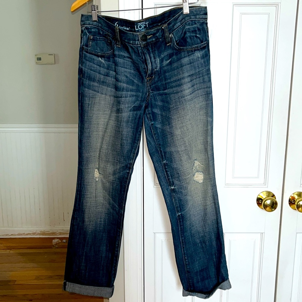 Loft Boyfriend Distressed Jeans